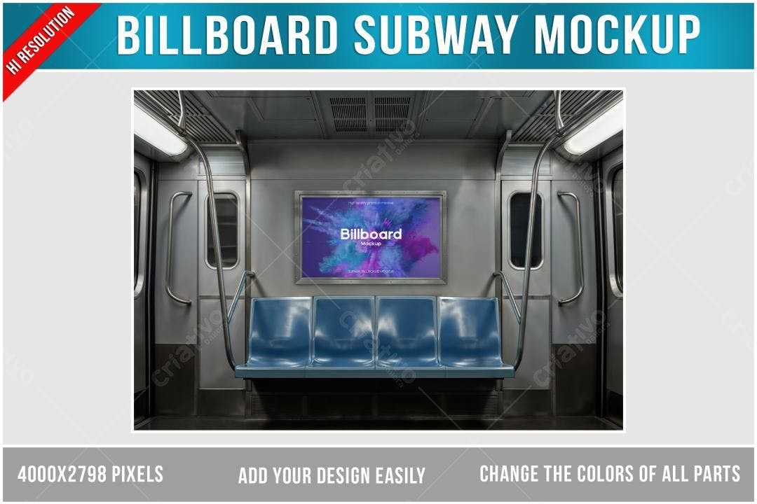 Mockup Realista de Anúncio em Metrô