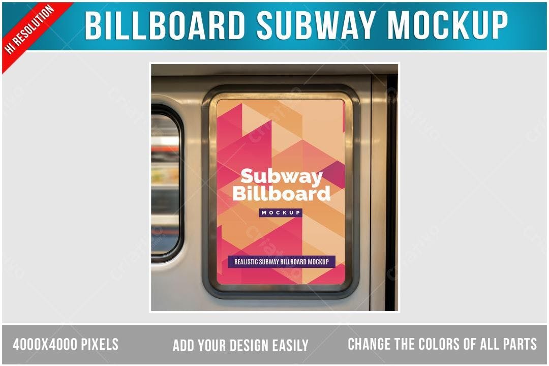 Mockup Realista de Outdoor em Metrô: Cores Vibrantes