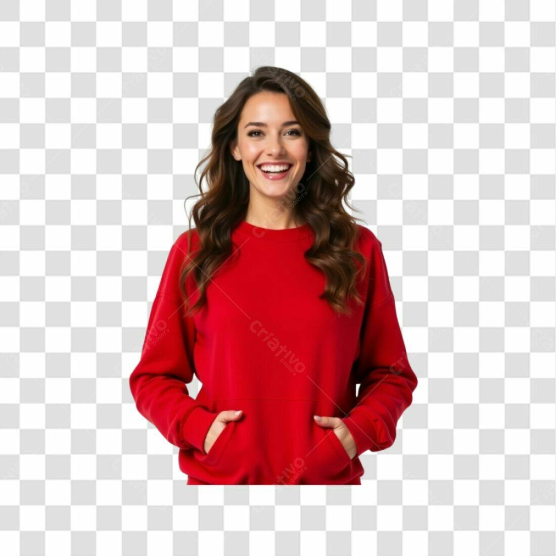 Imagem PNG com fundo transparente Mulher em moletom vermelho