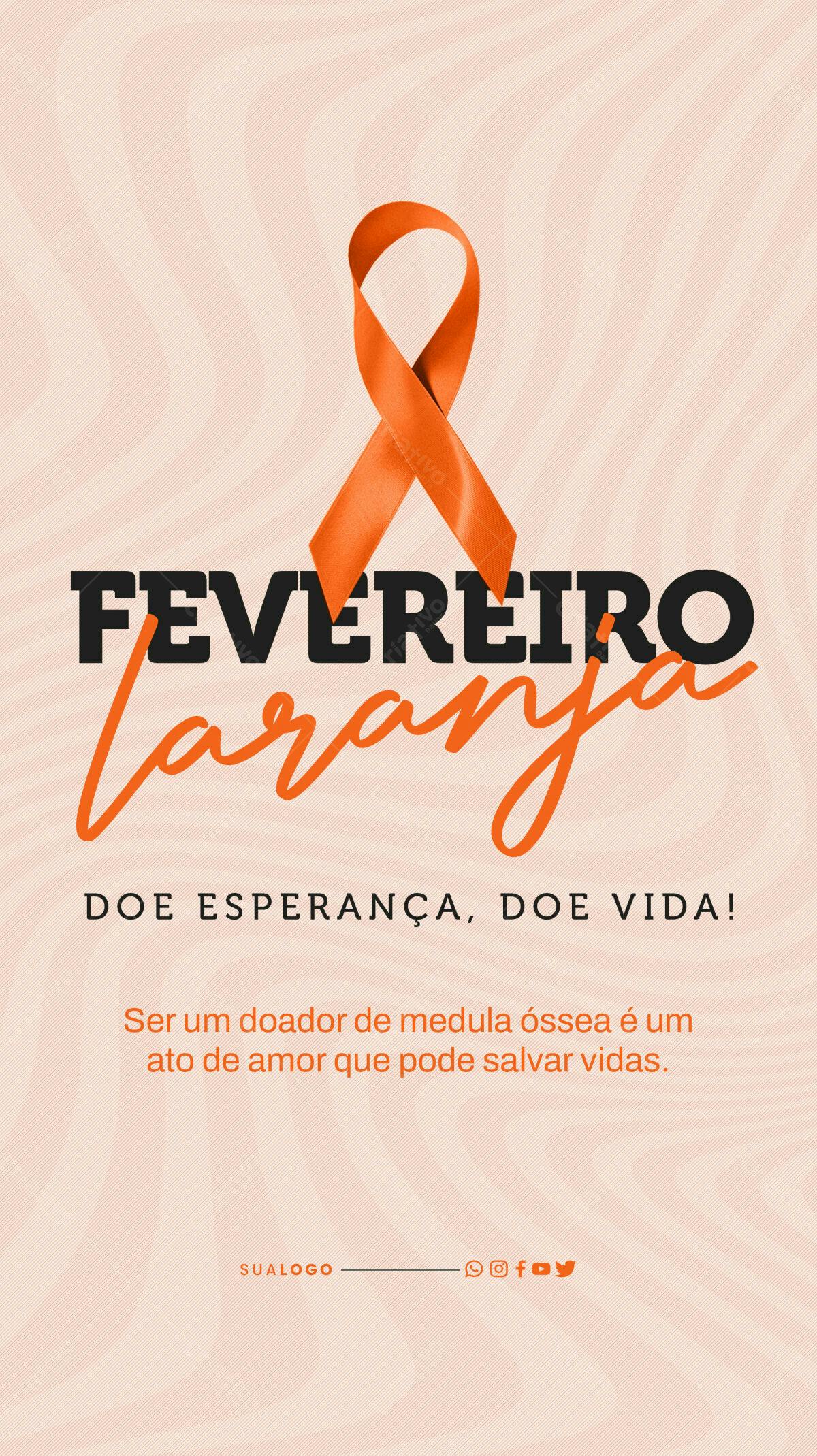 Flyer Fevereiro Laranja PSD Editável