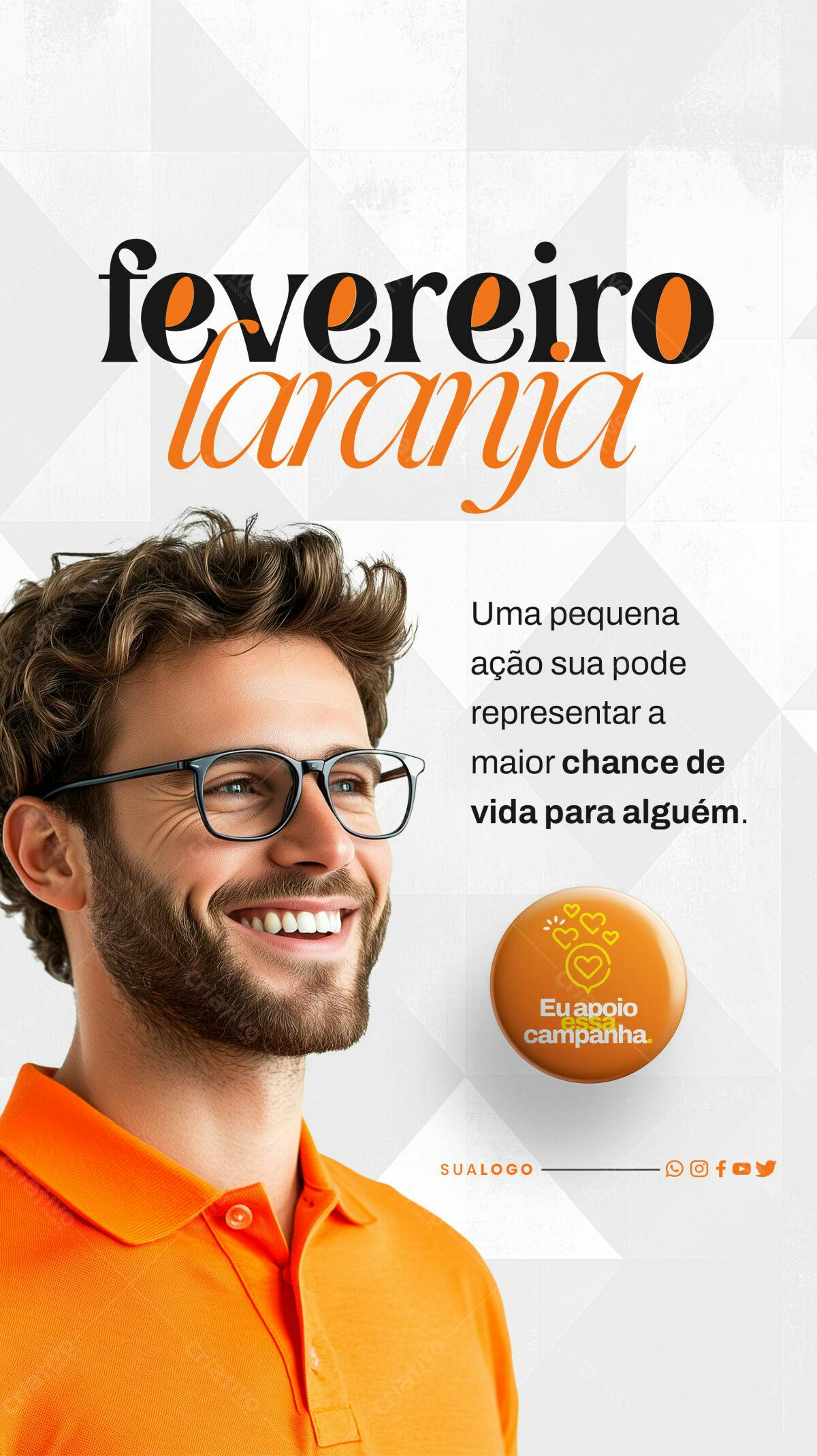 Post para Campanha Fevereiro Laranja PSD Editável