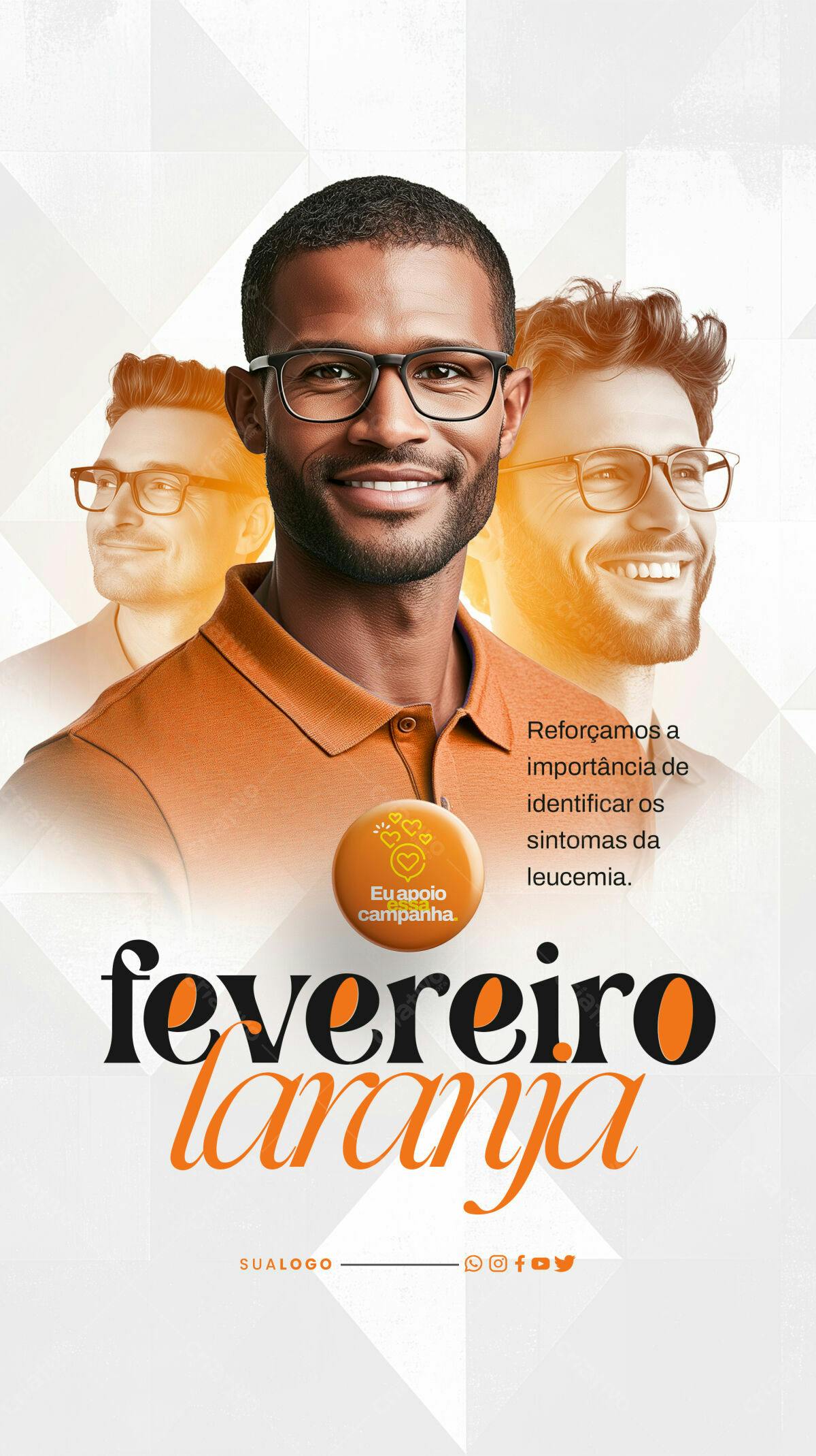 Flyer Fevereiro Laranja PSD Editável
