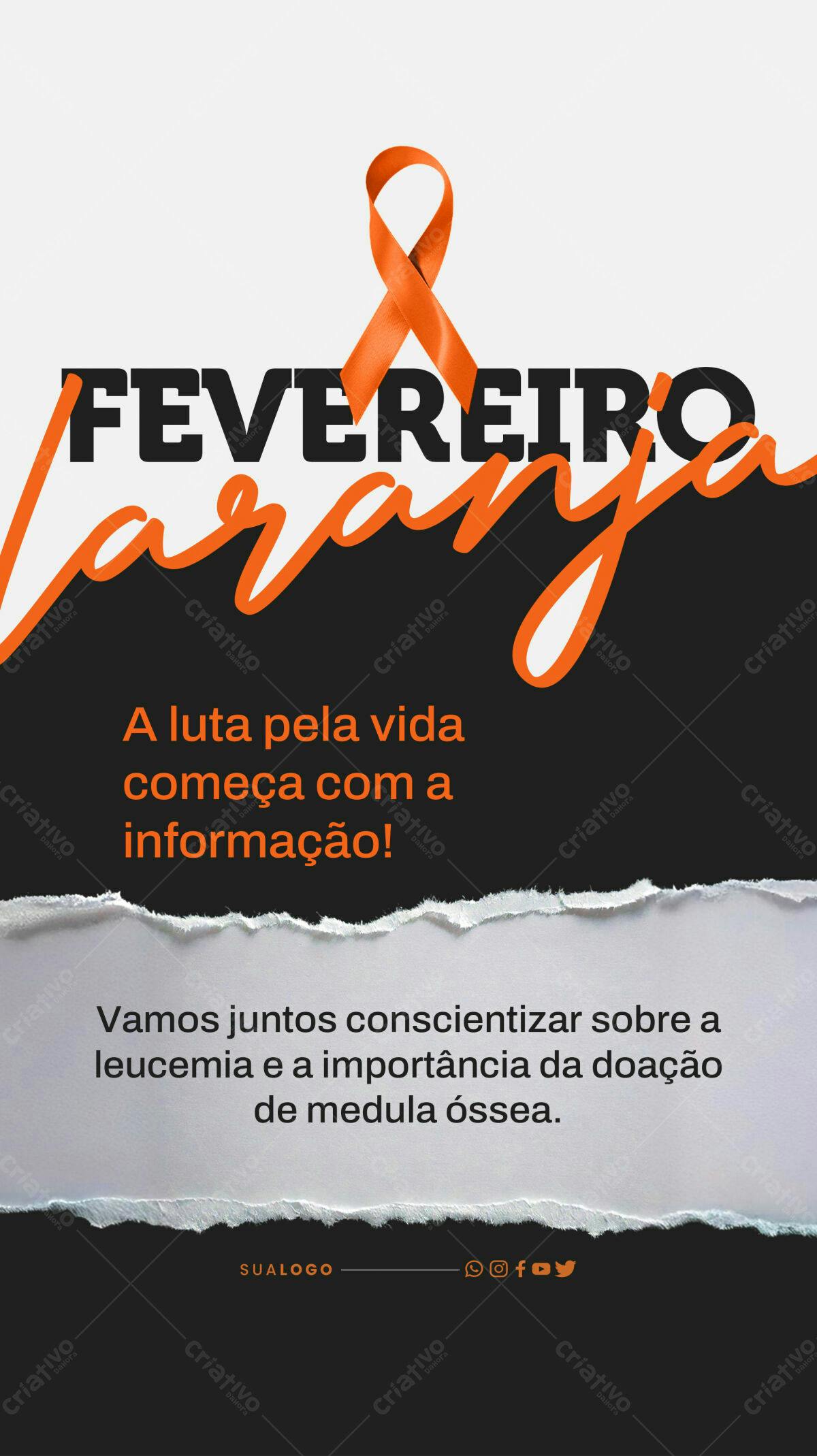 Flyer Fevereiro Laranja PSD Editável