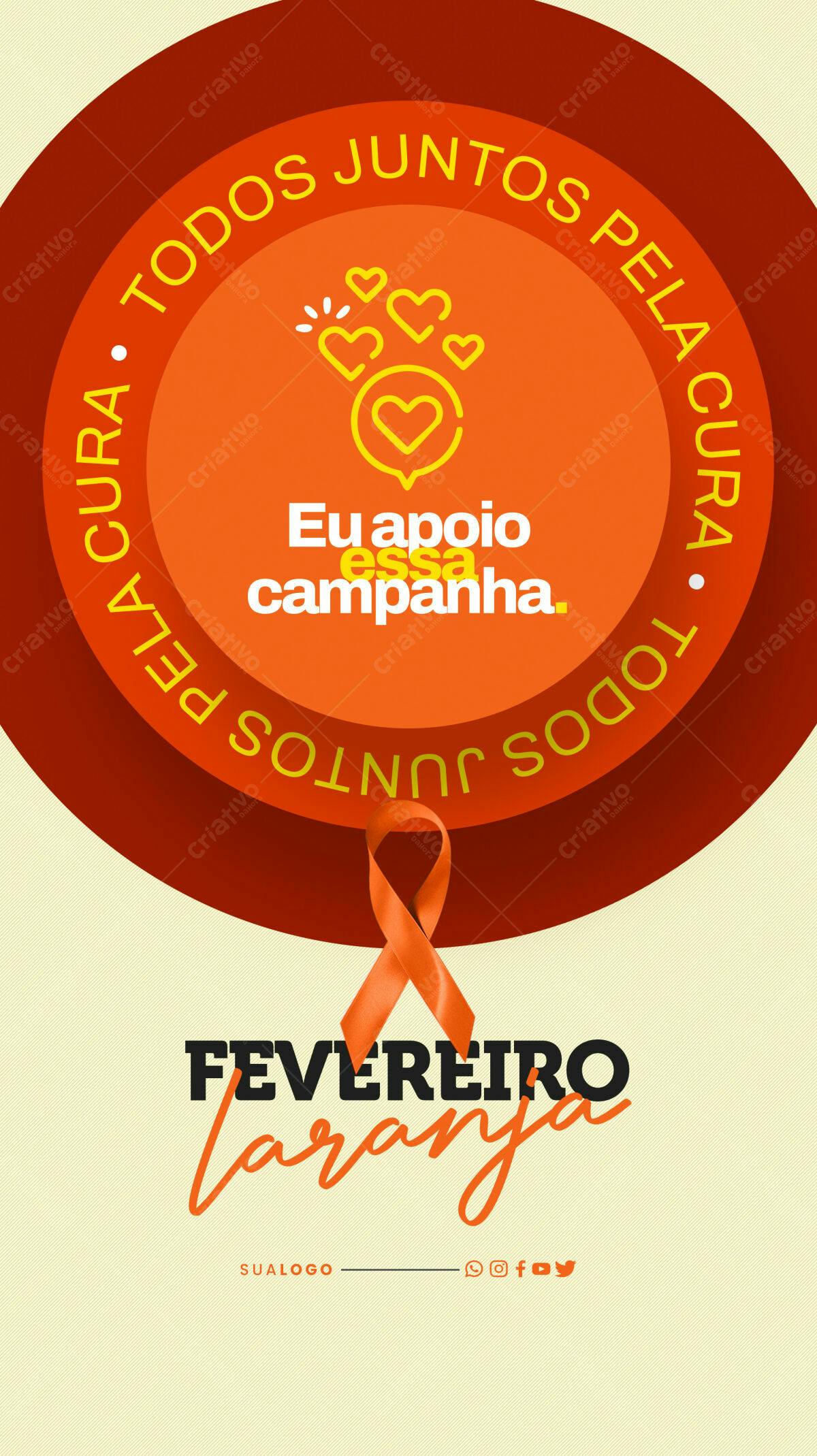 Flyer Fevereiro Laranja PSD Editável