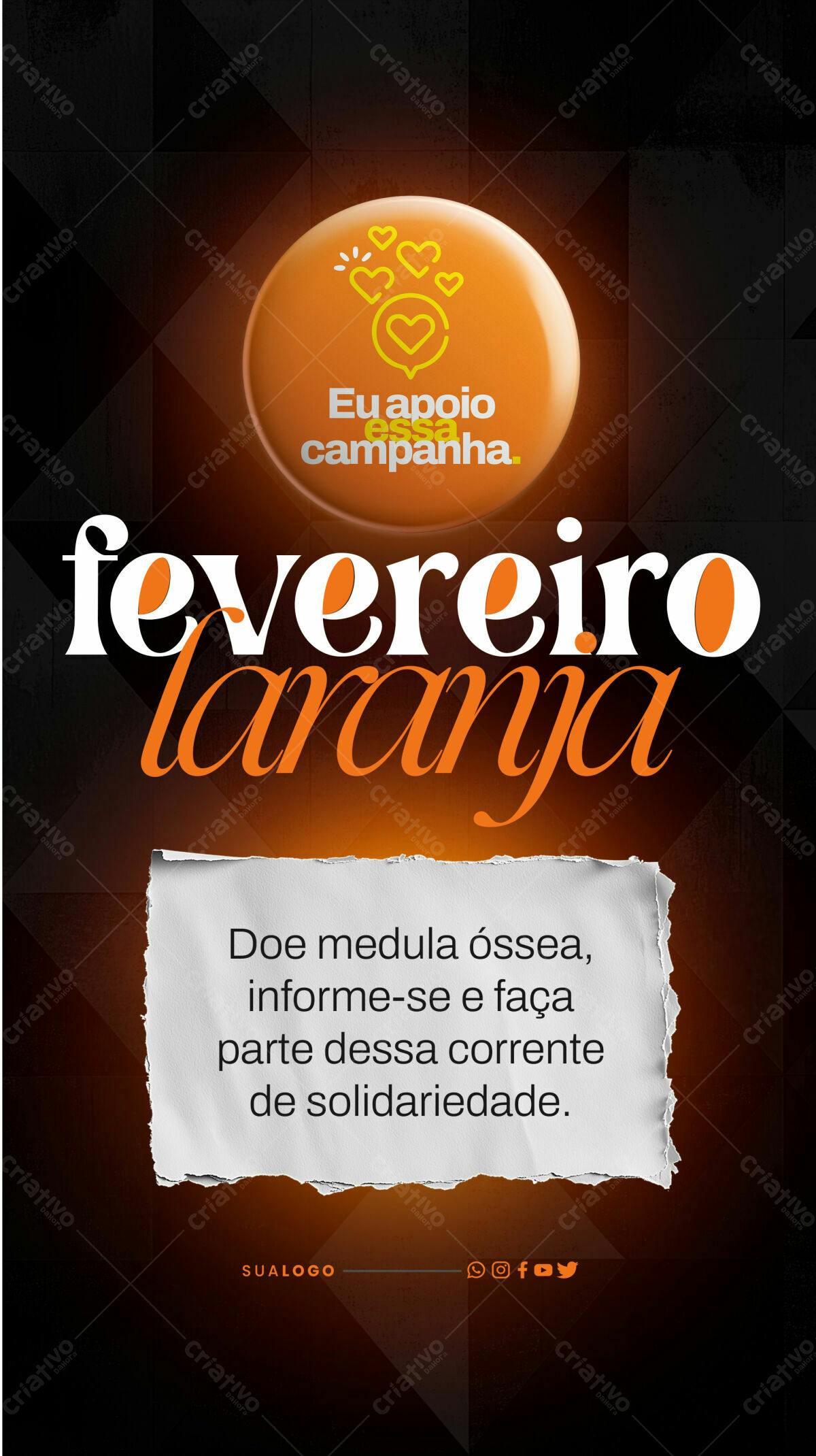 Flyer Fevereiro Laranja PSD Editável