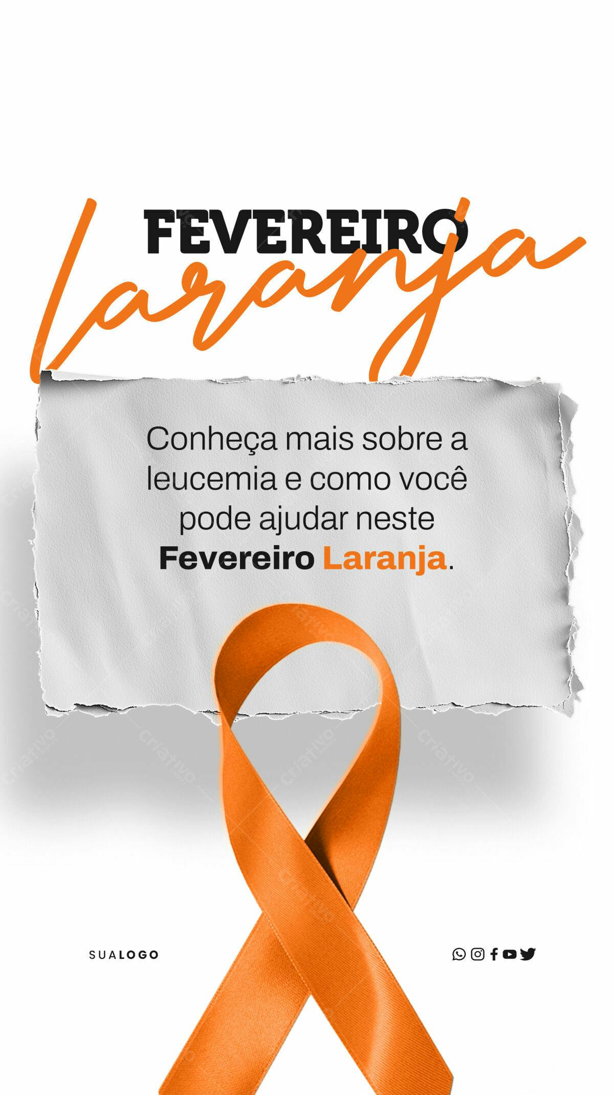 Post para Fevereiro Laranja PSD Editável