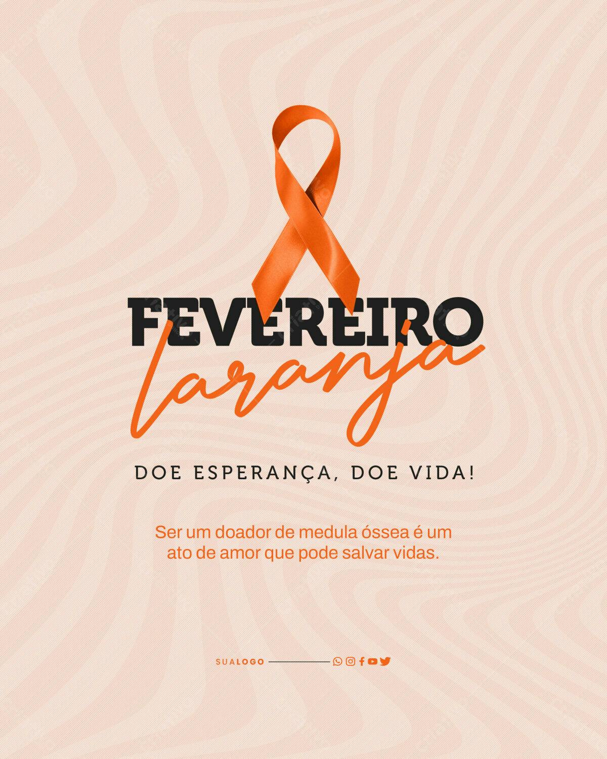 Flyer Fevereiro Laranja PSD Editável
