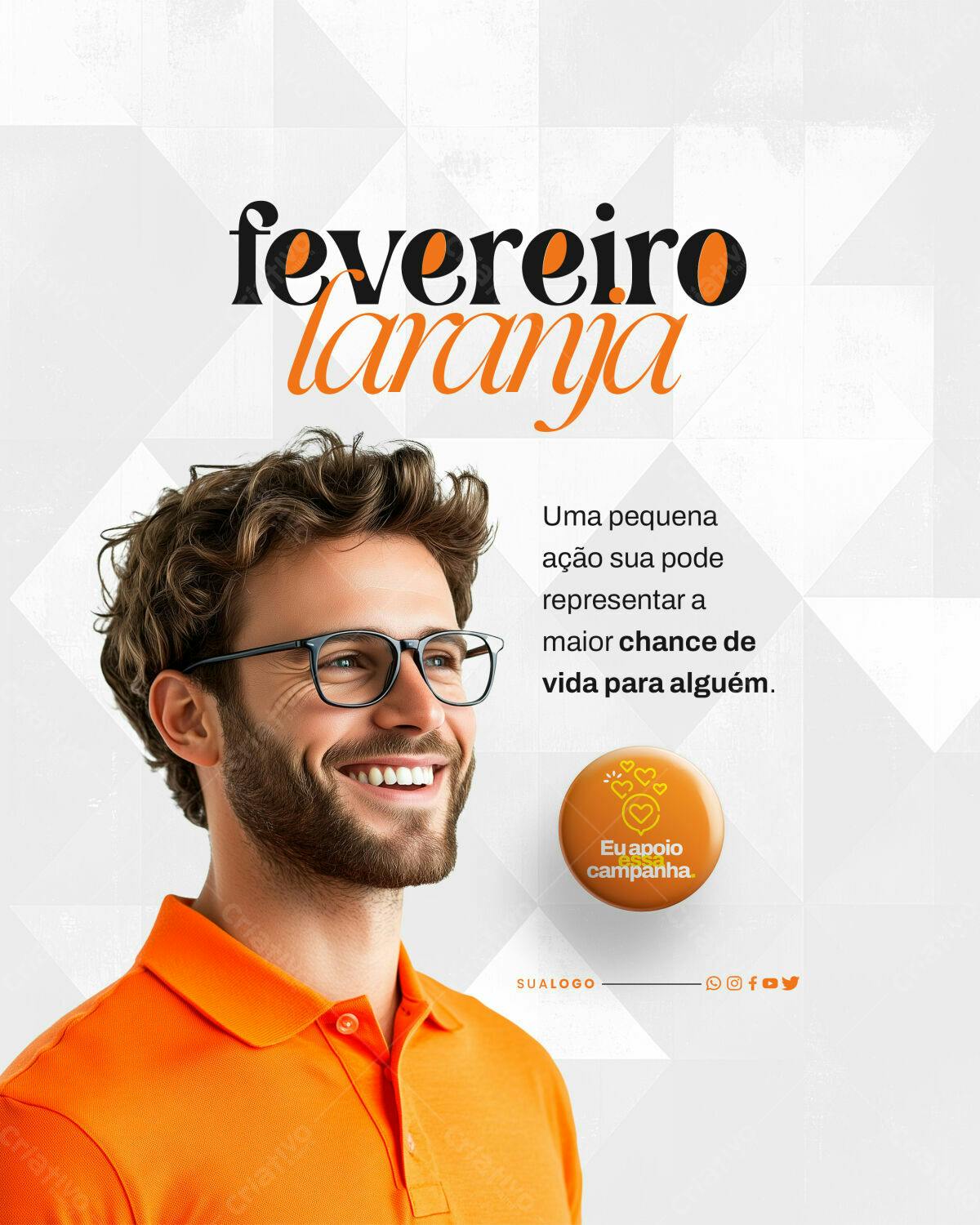 Flyer Fevereiro Laranja PSD Editável