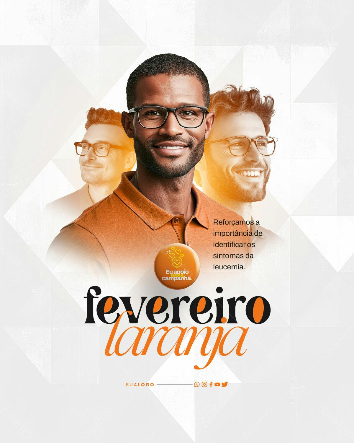 Flyer Fevereiro Laranja PSD Editável