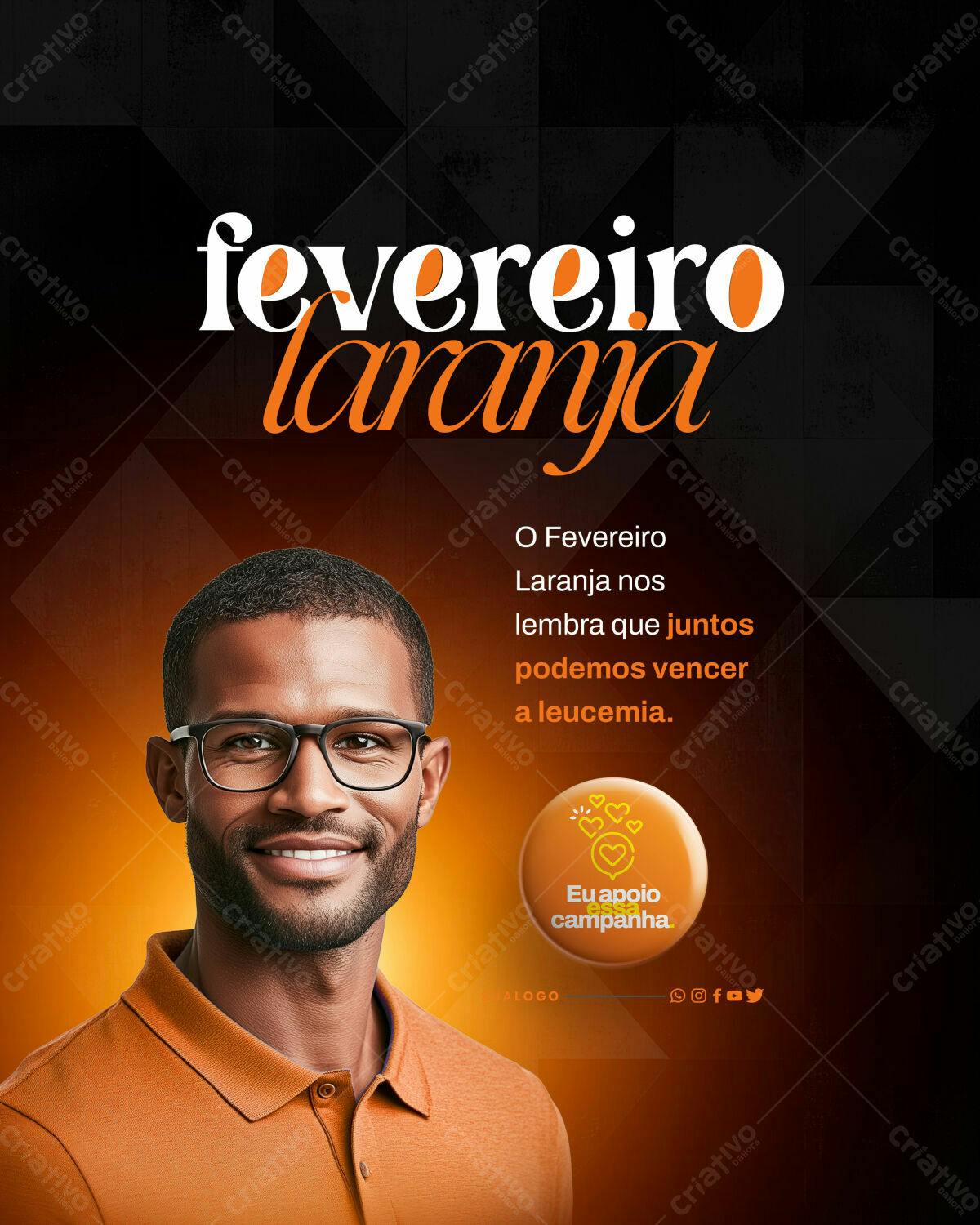 Flyer Fevereiro Laranja PSD Editável