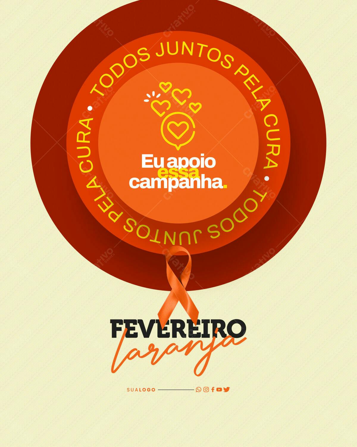 Flyer Fevereiro Laranja PSD Editável