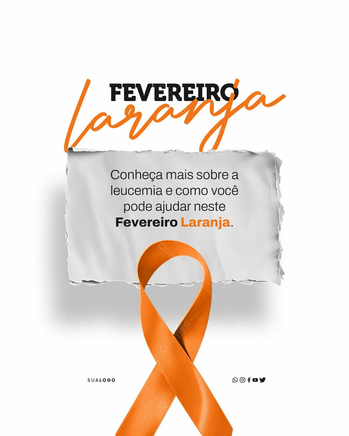 Post para Fevereiro Laranja PSD Editável
