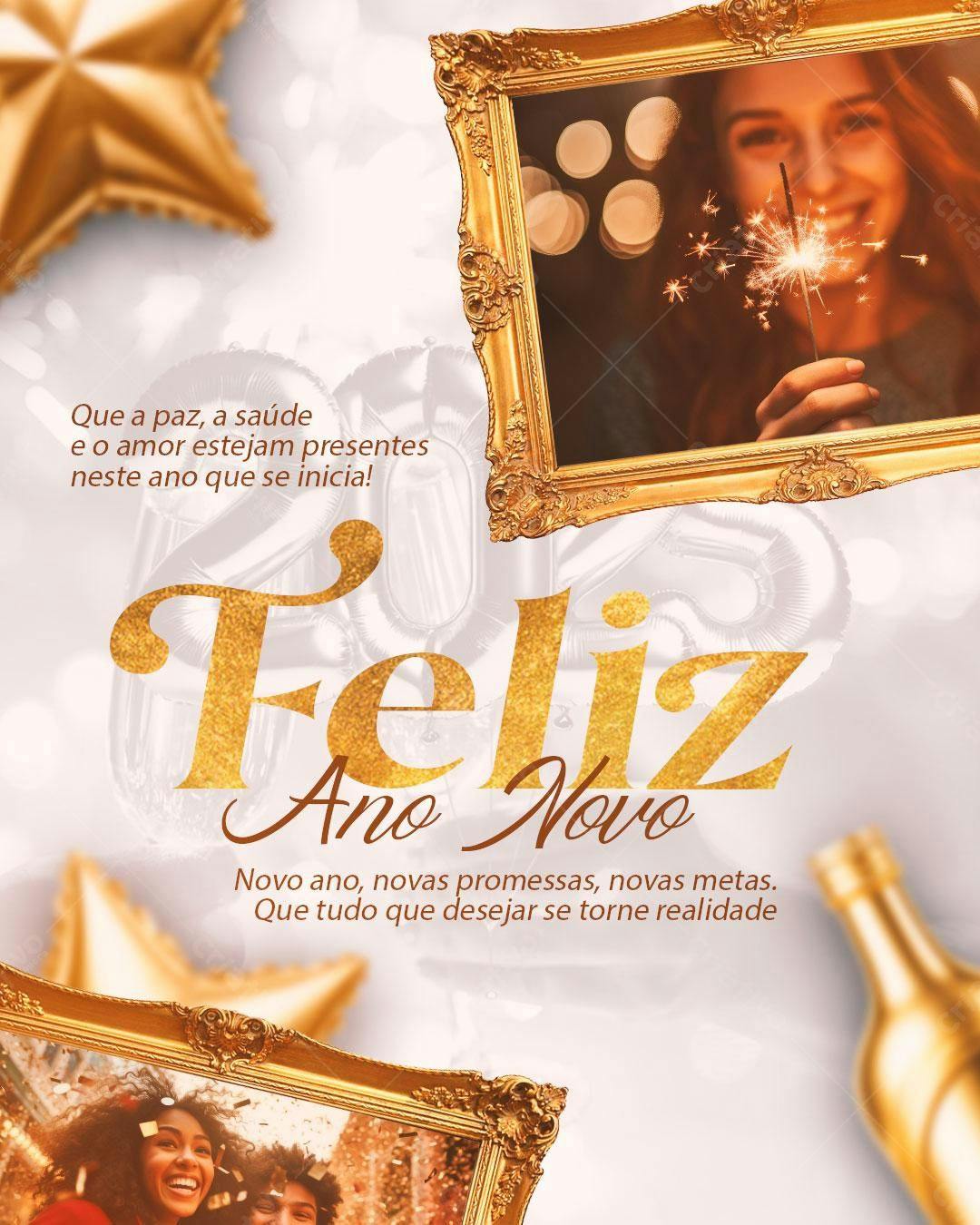 Flyer Feliz Ano Novo PSD Editável