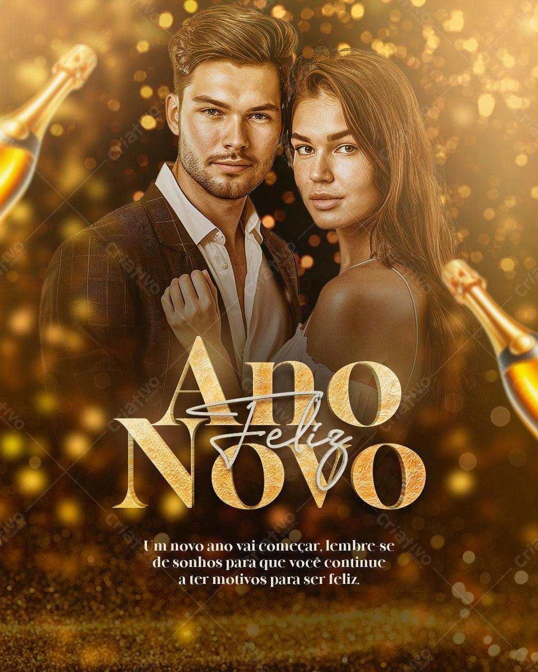 Flyer Ano Novo Romântico PSD Editável