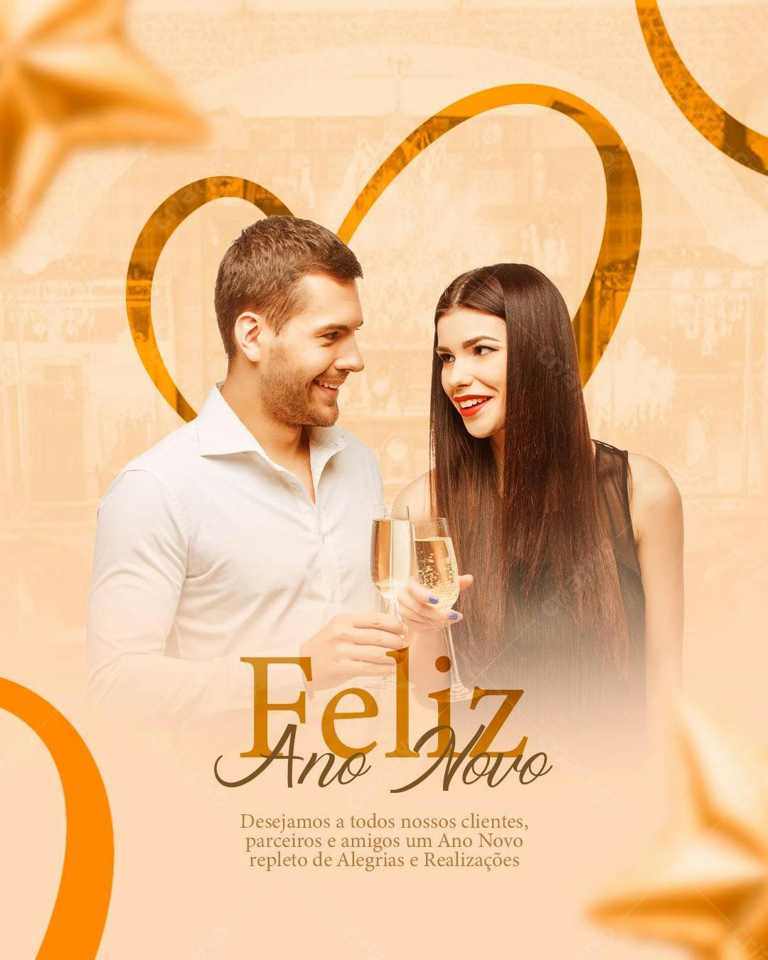 Flyer Feliz Ano Novo PSD Editável