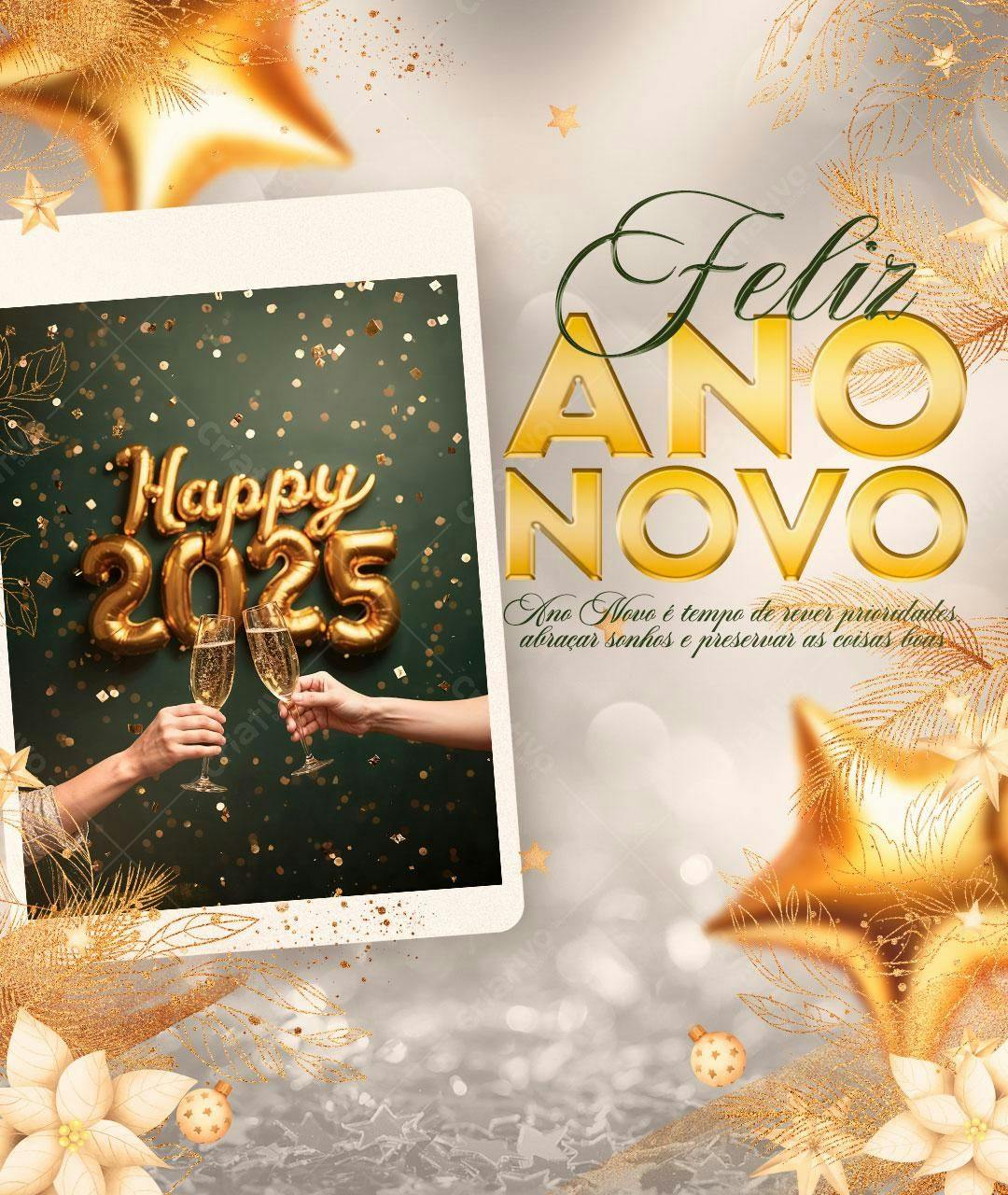 Flyer Feliz Ano Novo 2025 PSD Editável