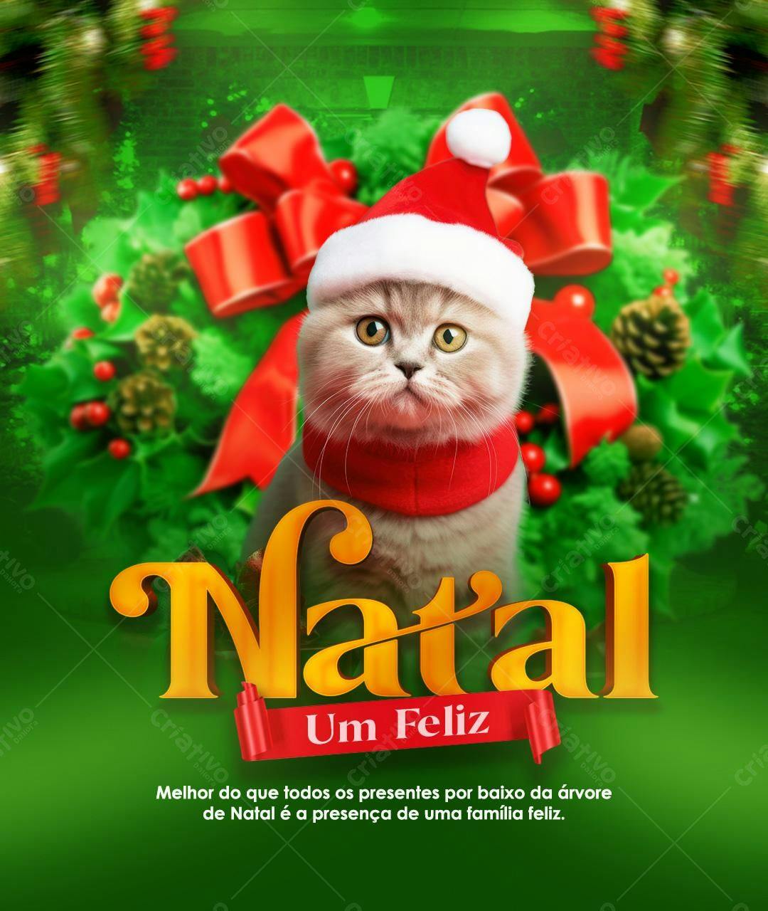 Flyer Natal com Gatinho PSD Editável