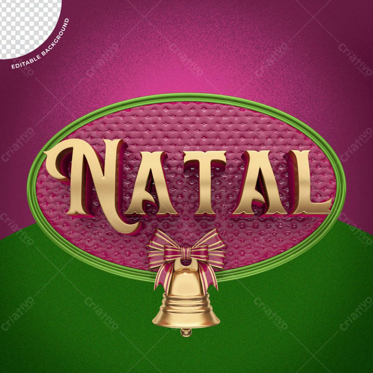 Banner Natalino com Sinos e Laço Dourado PSD Editável