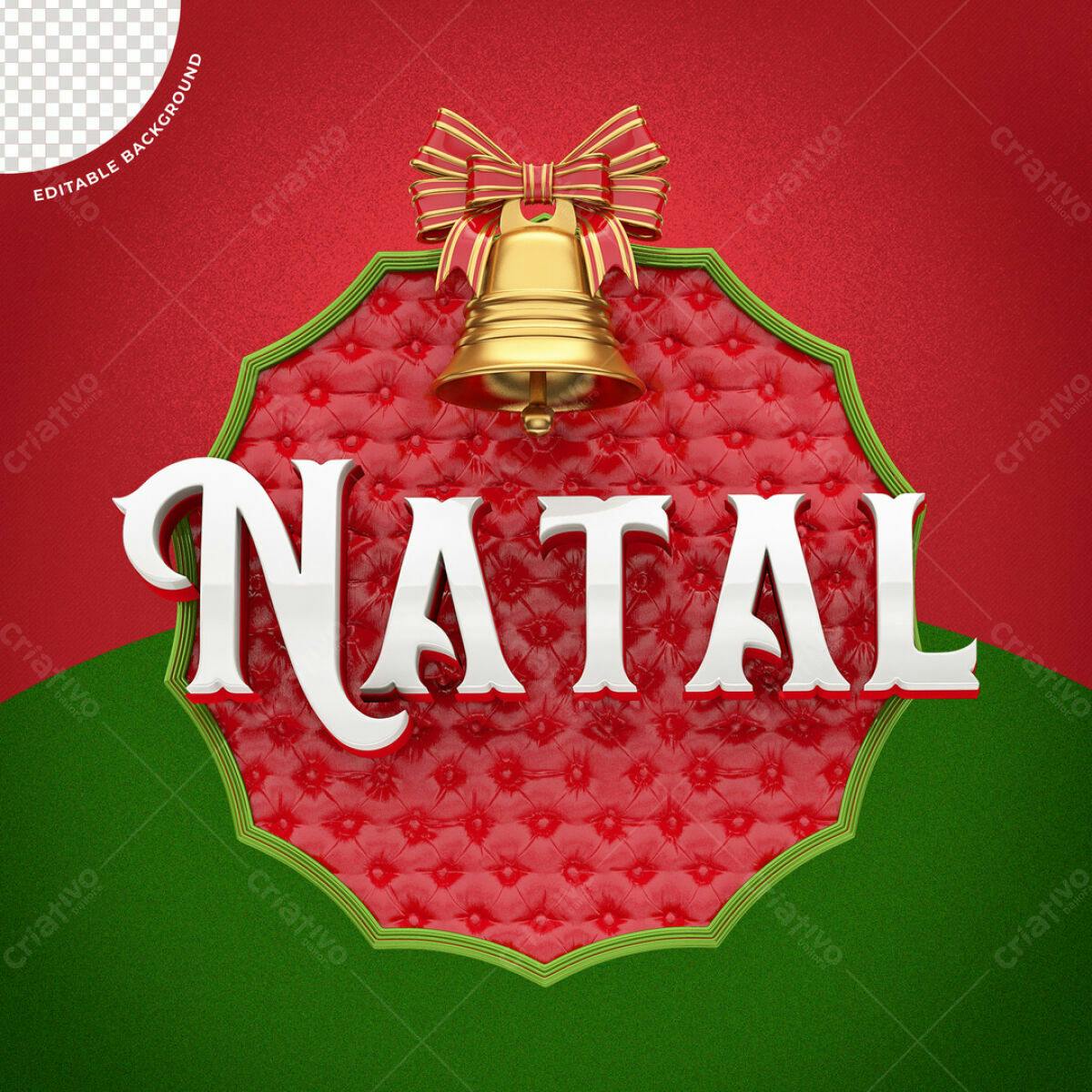Banner Natalino com Sinos e Fundo Vermelho PSD Editável