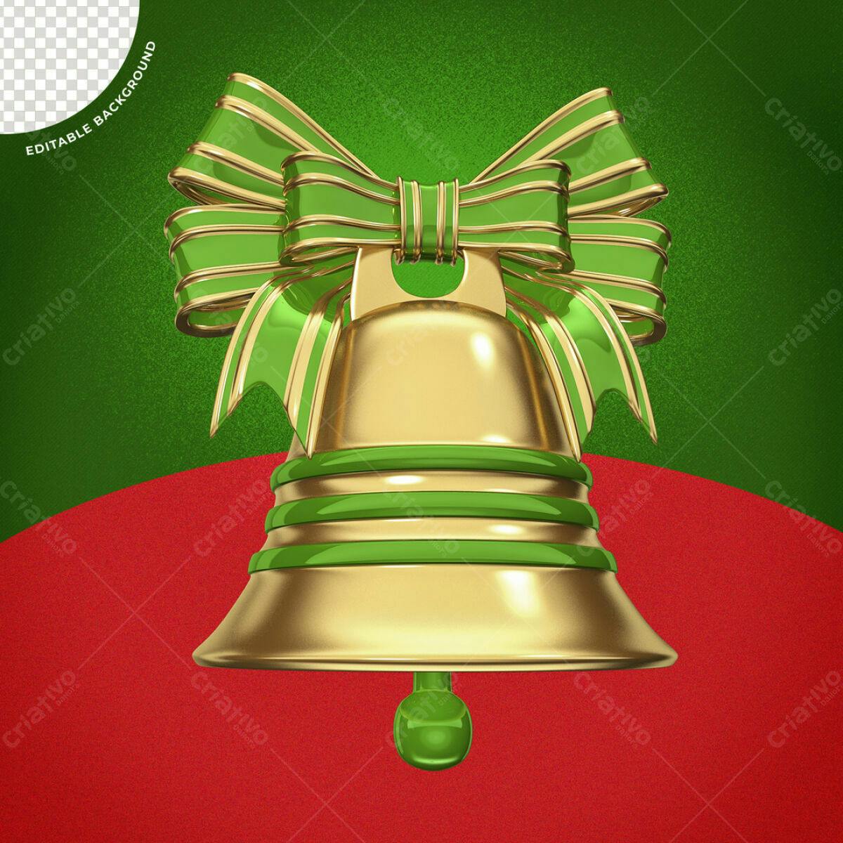 Sino Natalino Dourado e Verde PSD Editável