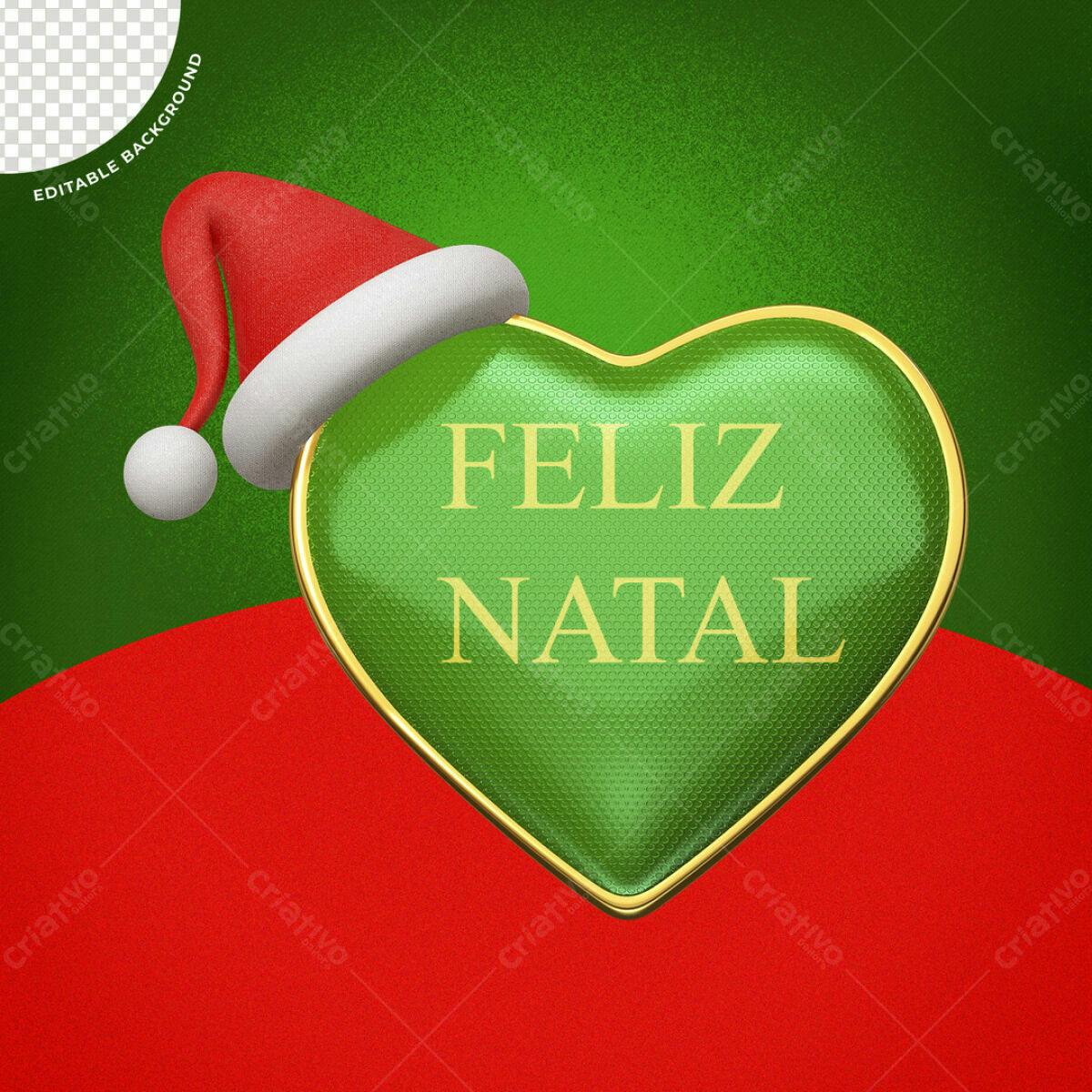 Postagem de Natal com Coração Verde PSD Editável