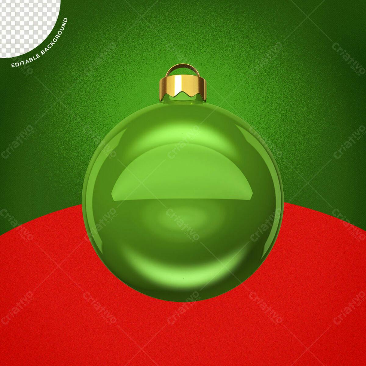 Enfeite de Natal Verde e Vermelho PSD Editável