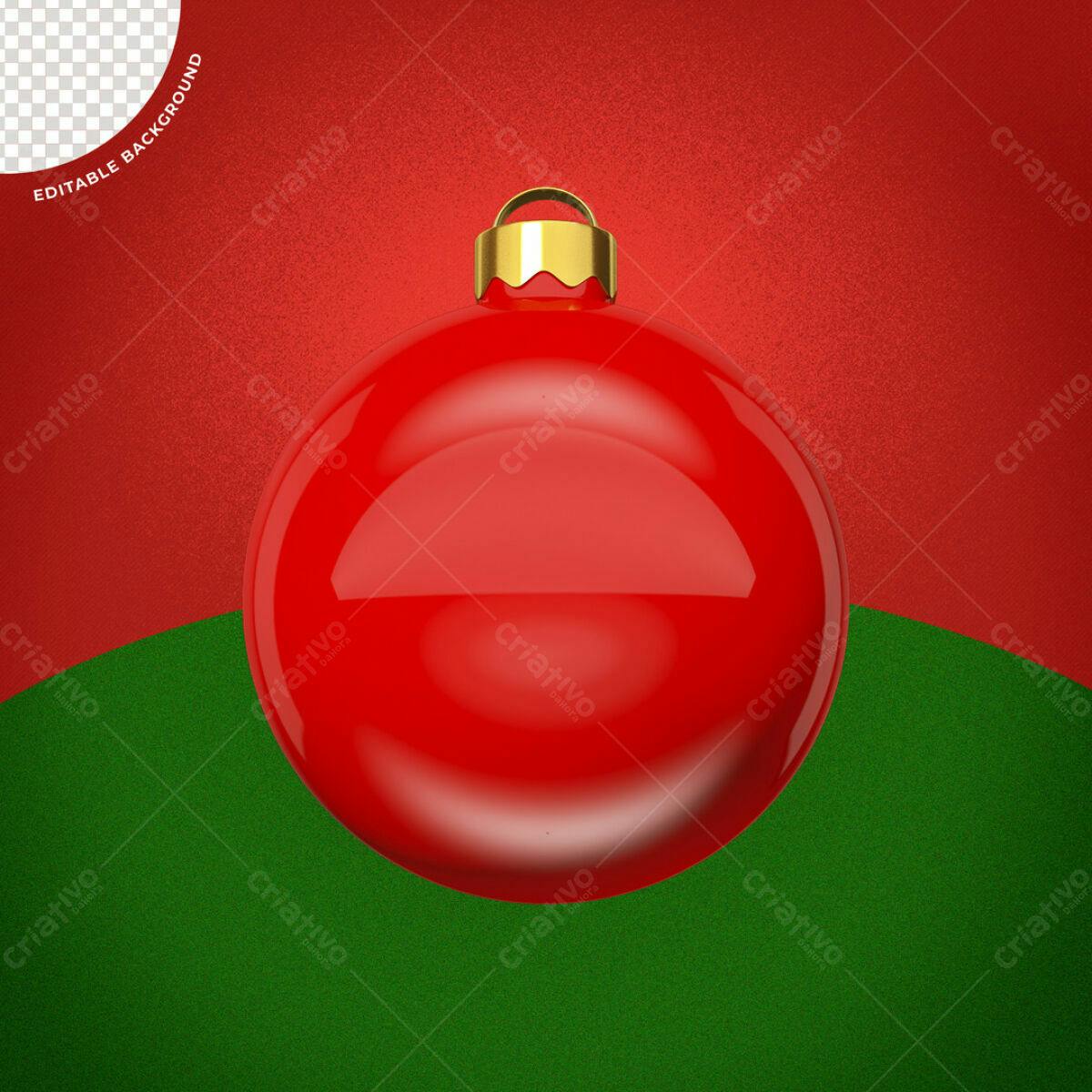 Enfeite de Natal Vermelho PSD Editável
