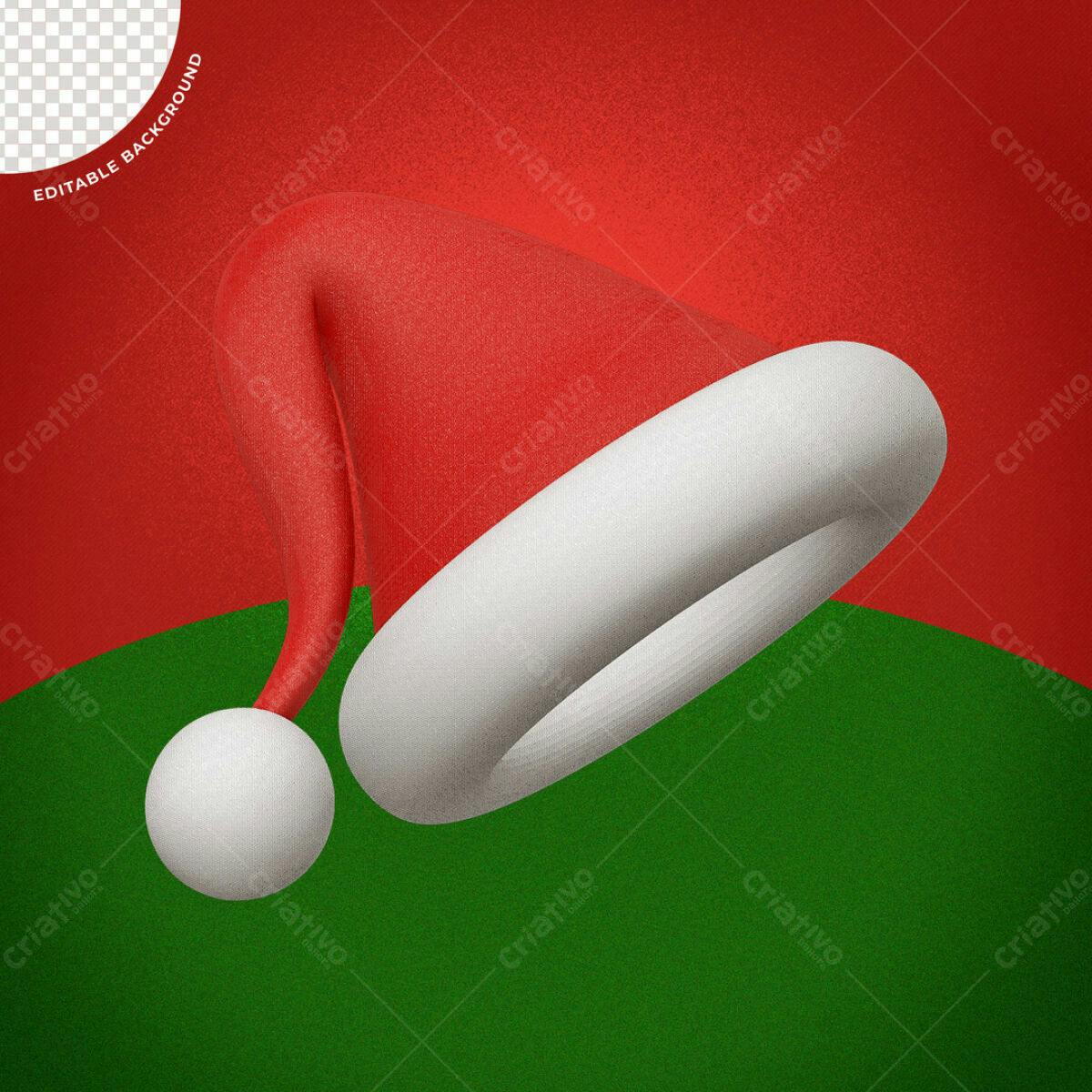 Arte Natalina com Chapéu de Papai Noel PSD Editável