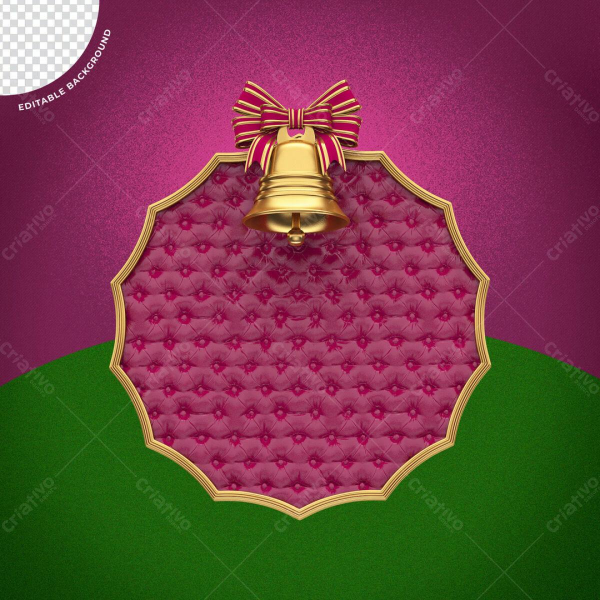 Background Natalino com Sino e Laço PSD Editável