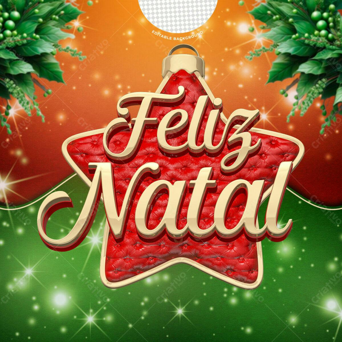 Enfeite Natalino Feliz Natal PSD Editável