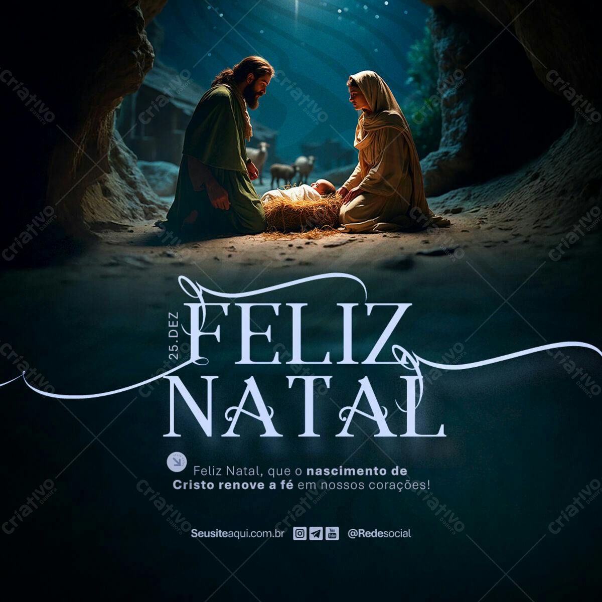 Postagem Natalina Sagrada Família PSD Editável