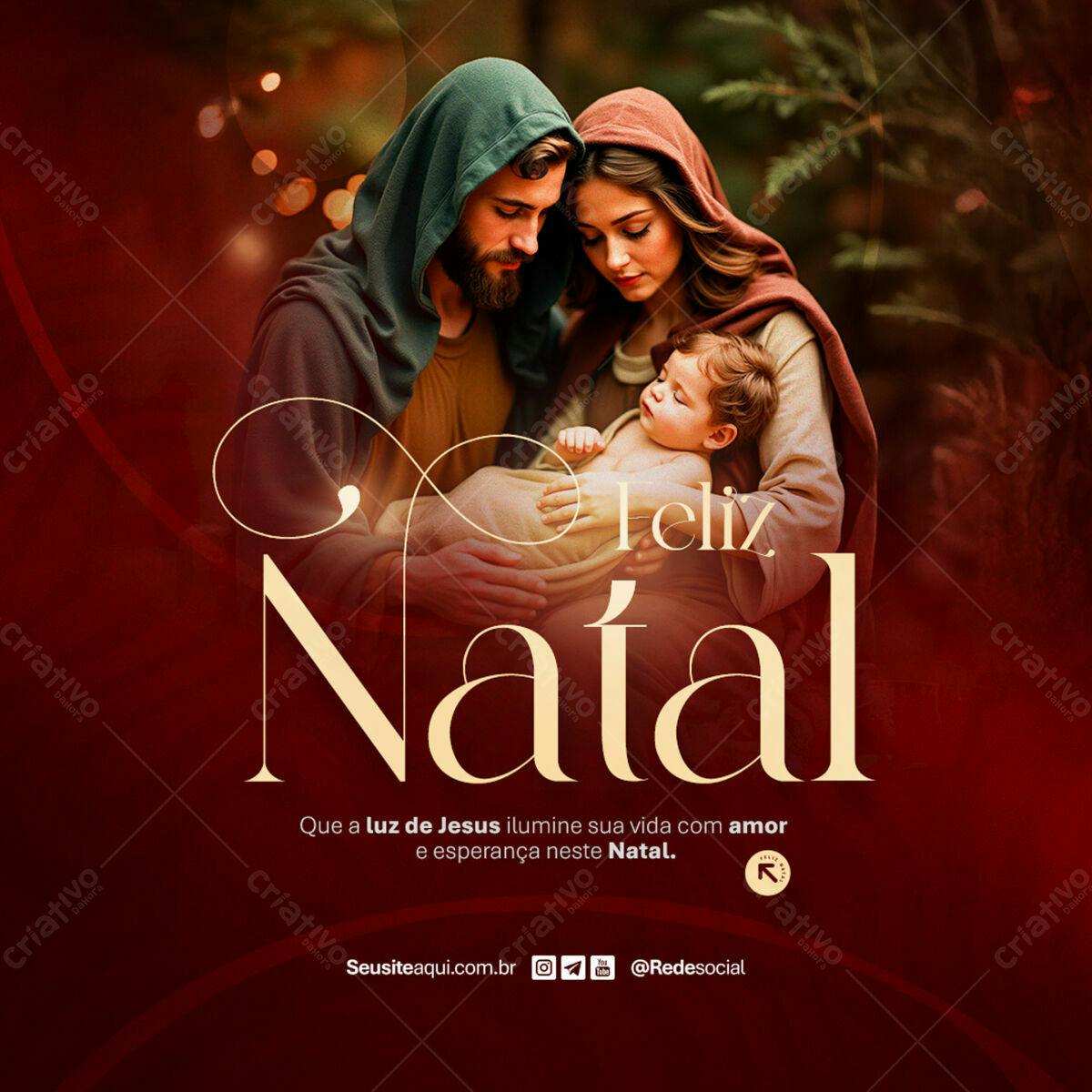Postagem Natalina Família Sagrada PSD Editável