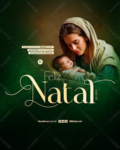 Feliz Natal 25 De Dezembro Social Media Psd Editável
