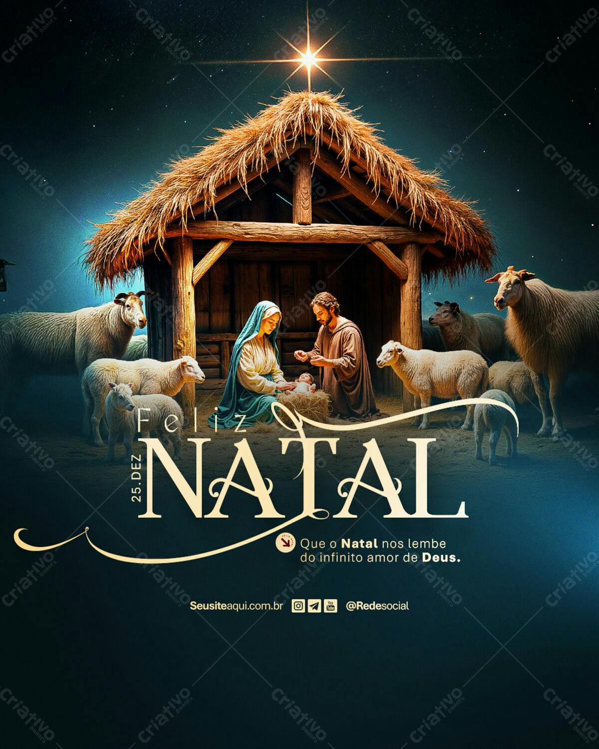 Flyer Natalino com Sagrada Família PSD Editável