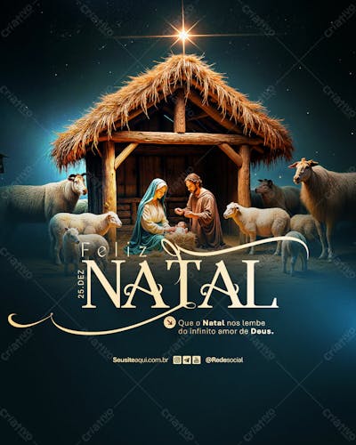 Feliz Natal 25 De Dezembro Social Media Psd Editável