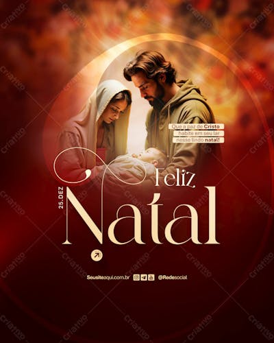 Feliz Natal 25 De Dezembro Social Media Psd Editável