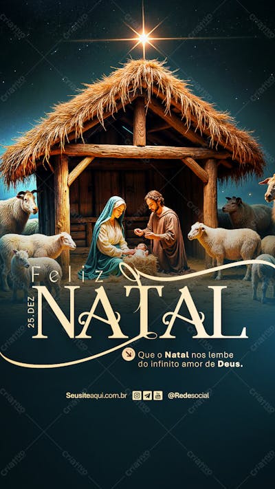 Feliz Natal 25 De Dezembro Social Media Psd Editável