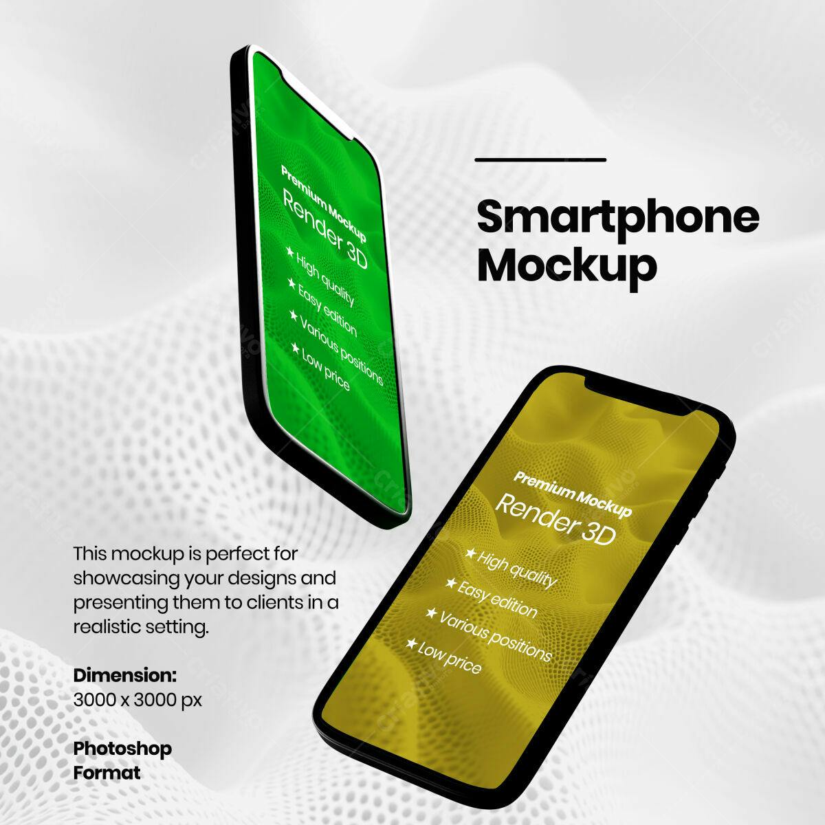 Mockup Smartphone 3D PSD Editável