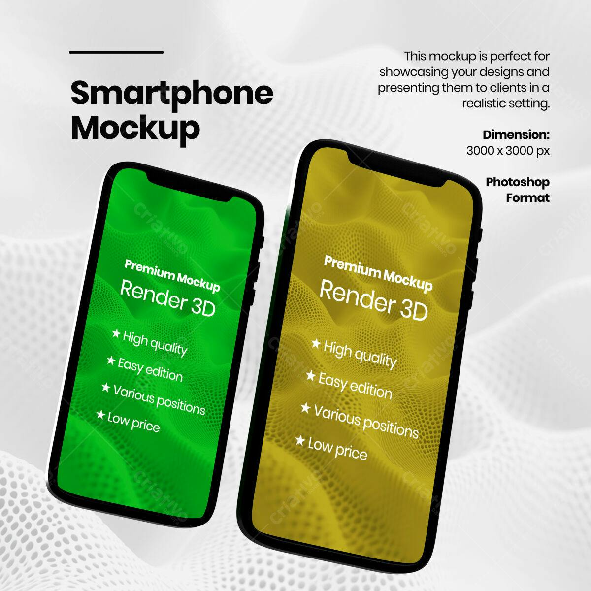 Mockup Smartphone 3D Render PSD Editável