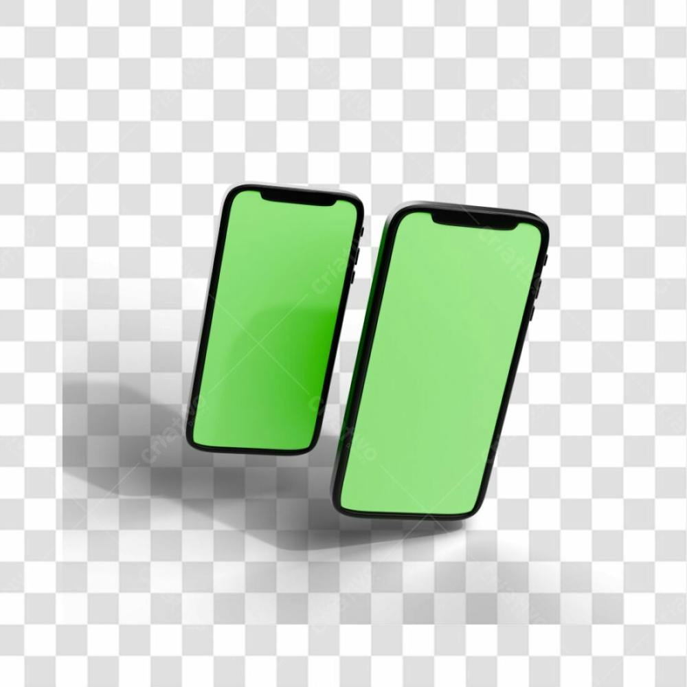 Celular Mockup Tela Verde Elemento 3D Para Composição