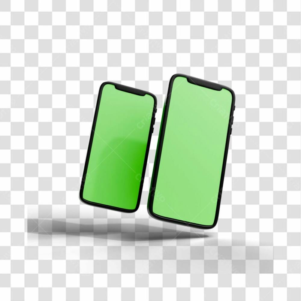 Celular Mockup Tela Verde Elemento 3D Para Composição