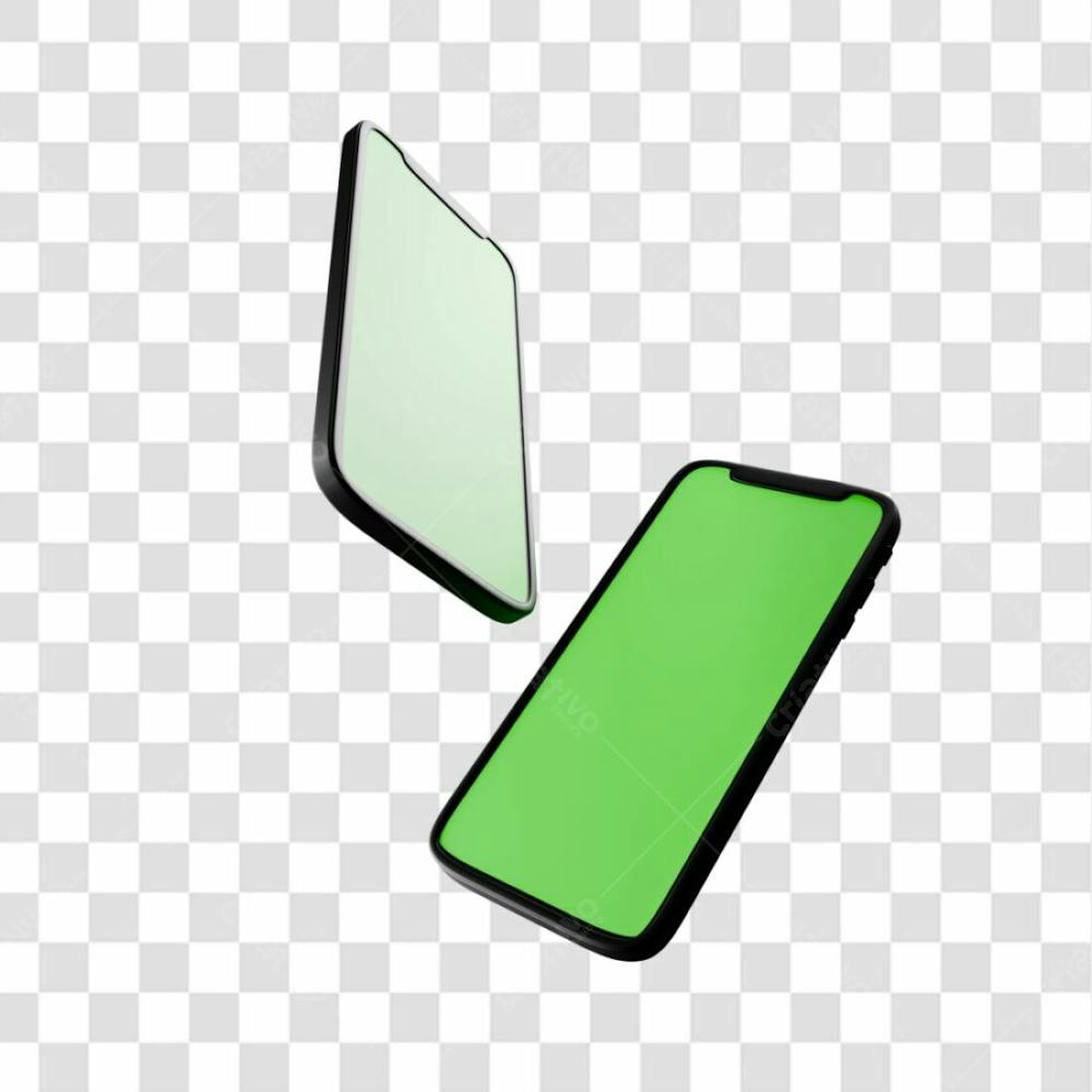 Celular Mockup Tela Verde Elemento 3D Para Composição