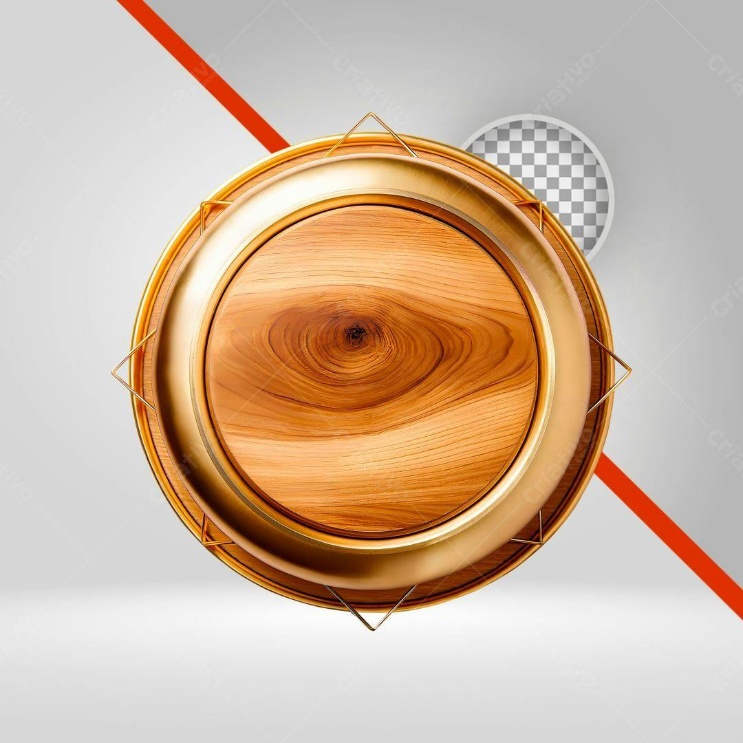 Selo em madeira e dourado PNG com fundo transparente