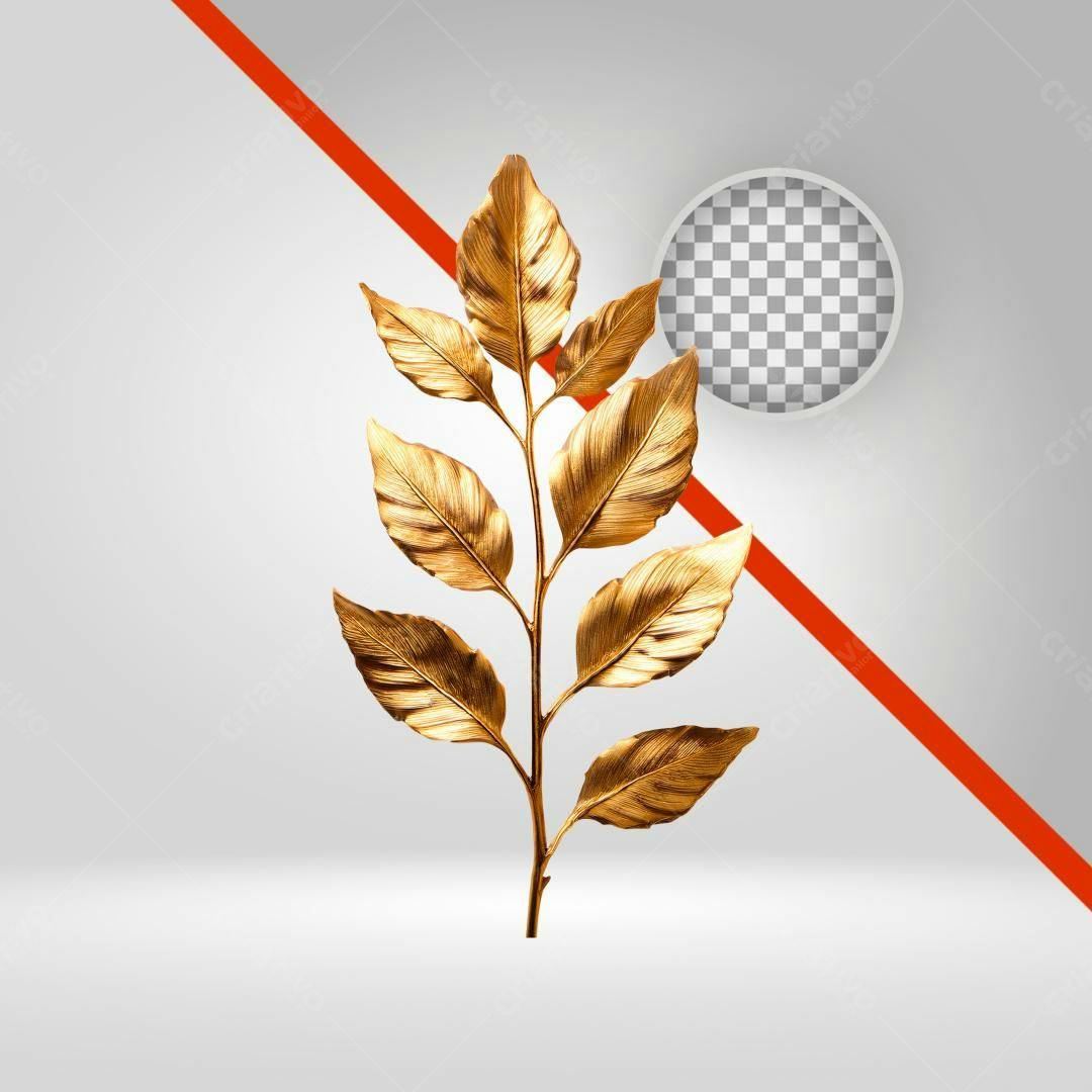 Icone Folhas Douradas PNG com fundo transparente