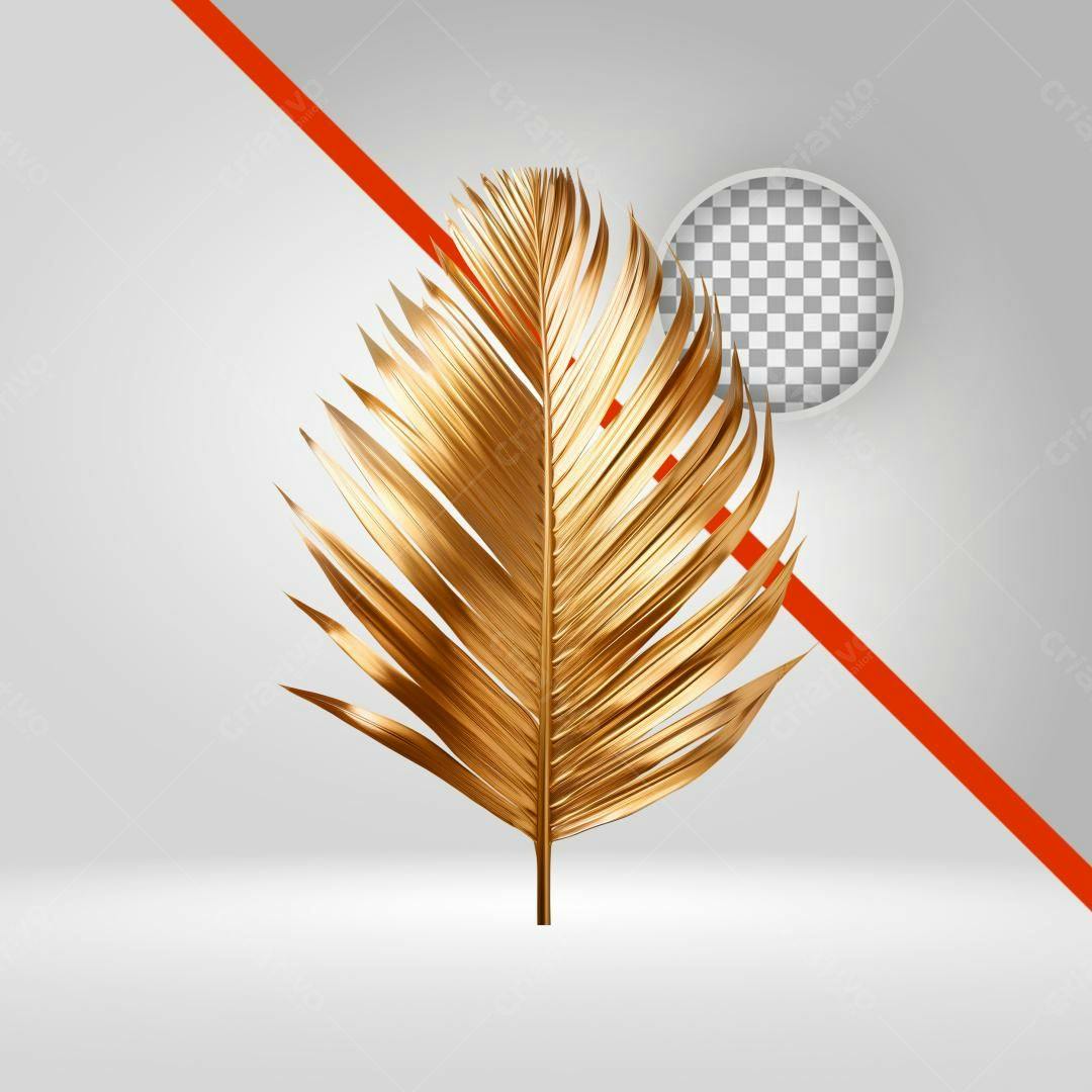 Icone Folha Dourada PNG com fundo transparente