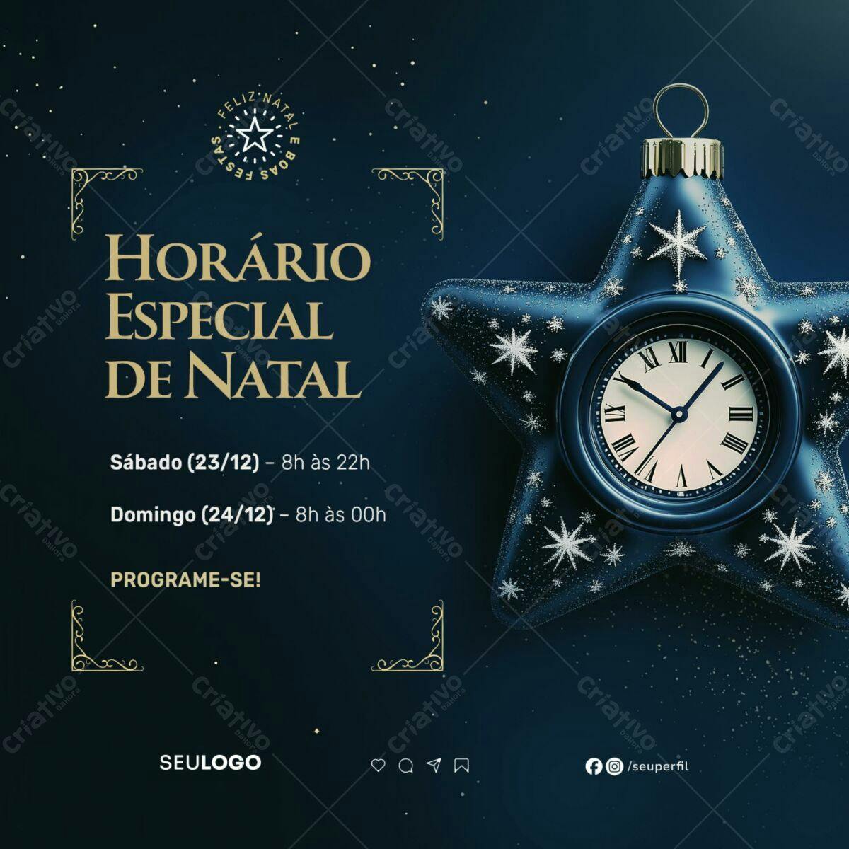 Flyer Horário Especial de Natal PSD Editável