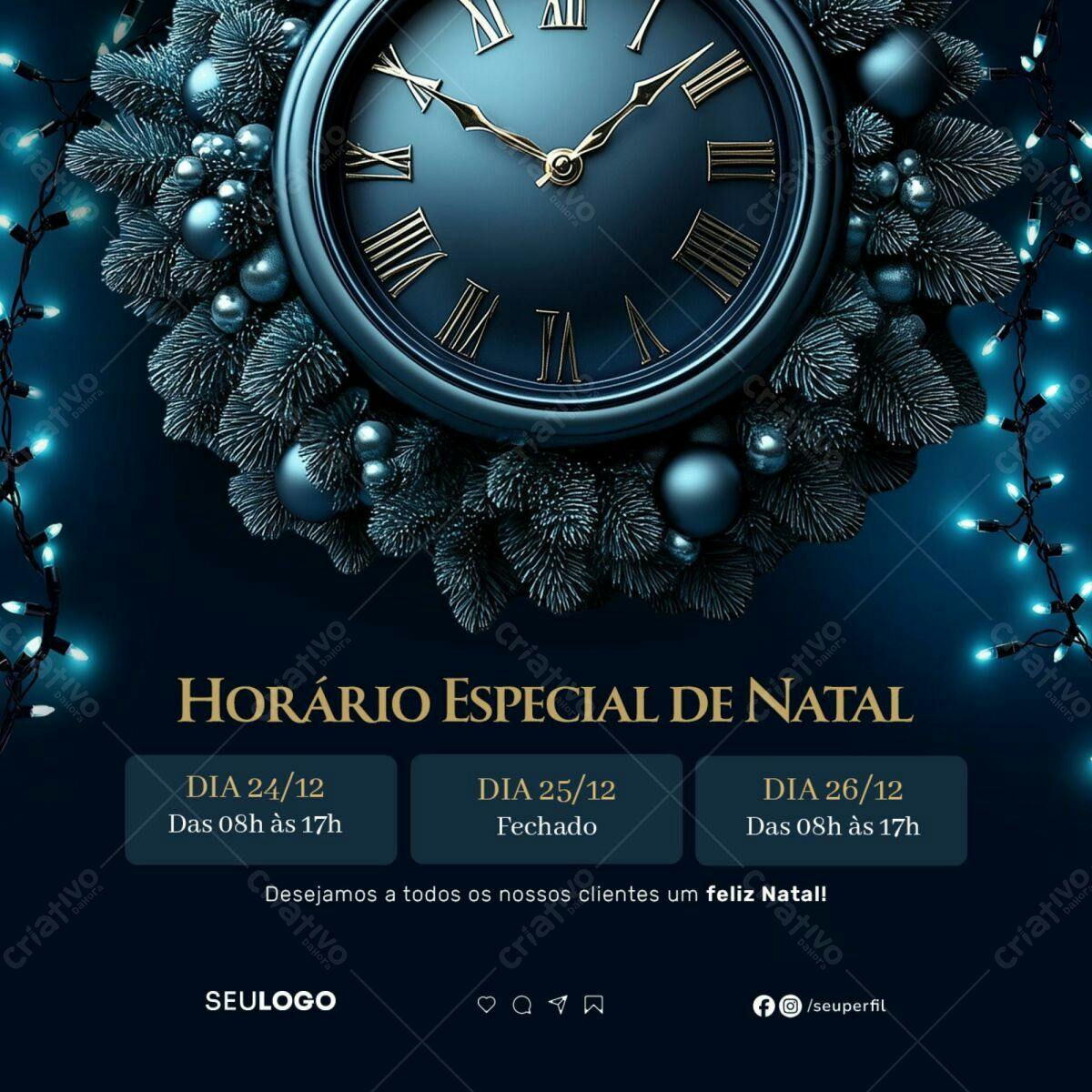 Flyer Horário Especial de Natal PSD Editável