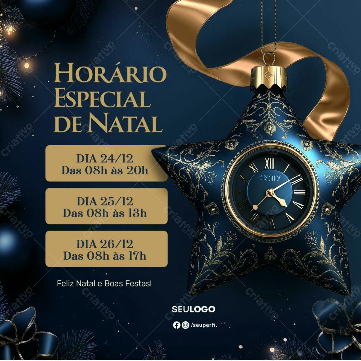 Flyer Horário Especial de Natal PSD Editável