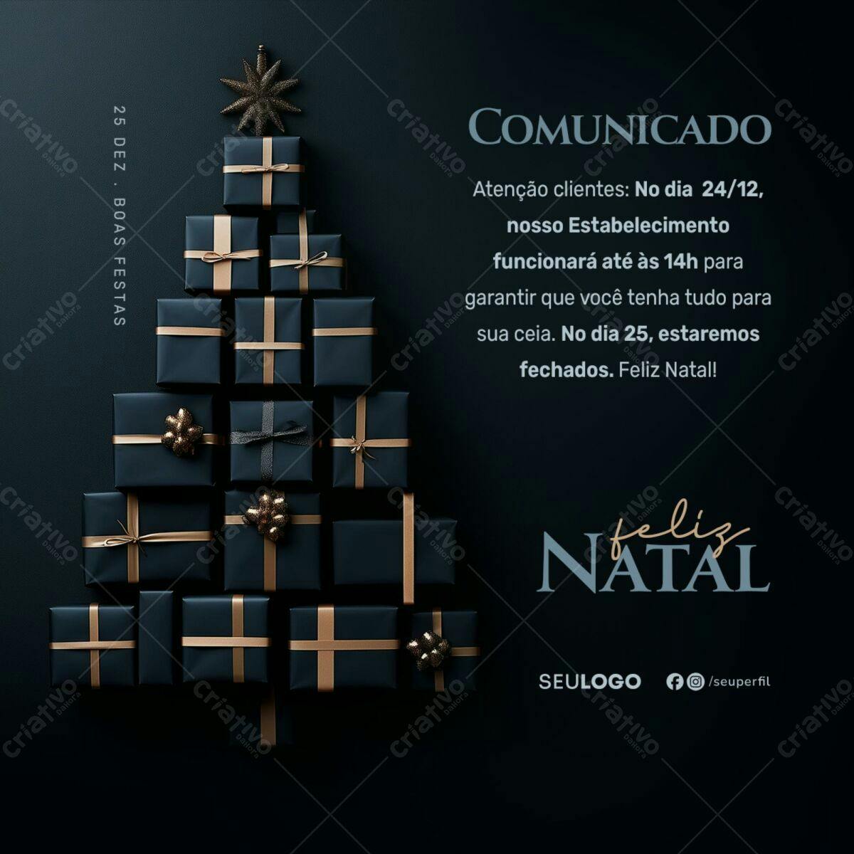 Post de Boas Festas Natalino PSD Editável