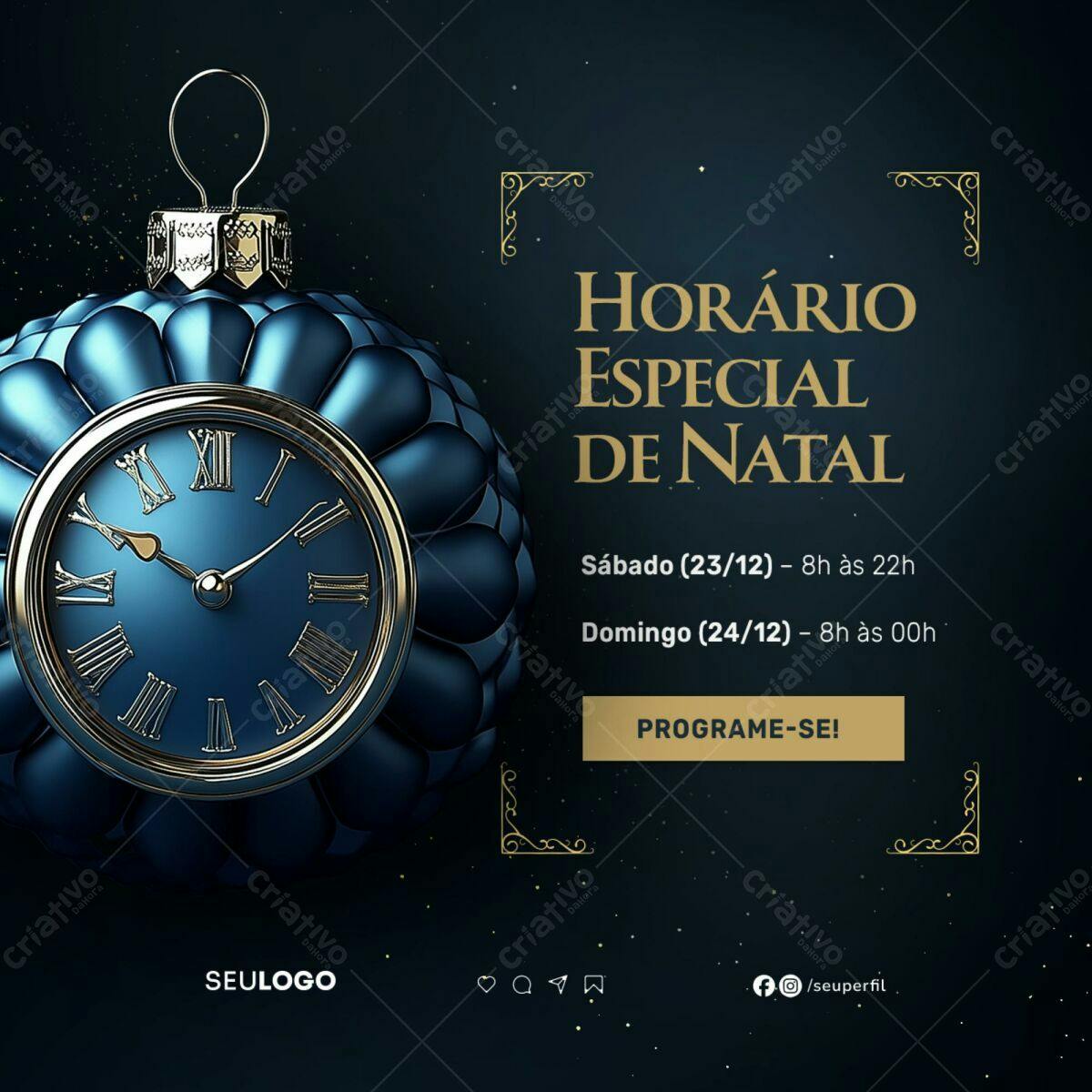 Flyer Horário Especial de Natal PSD Editável